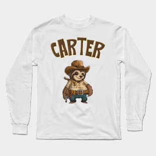 cowboy Sloth carter funny Long Sleeve T-Shirt